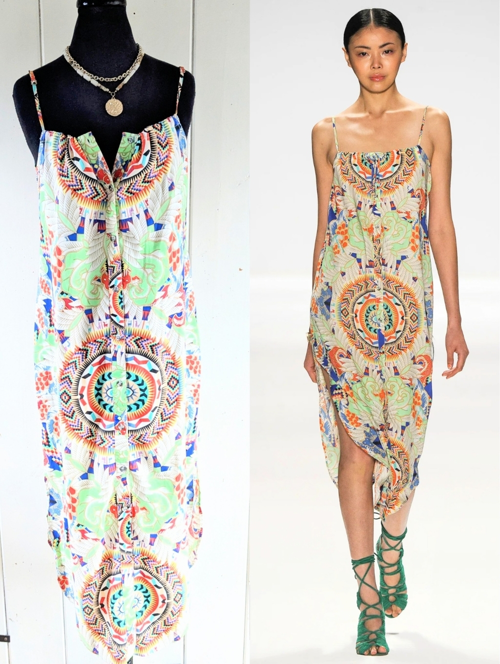 🌴Mara Hoffman Multicolor Silky Strap Dress szM